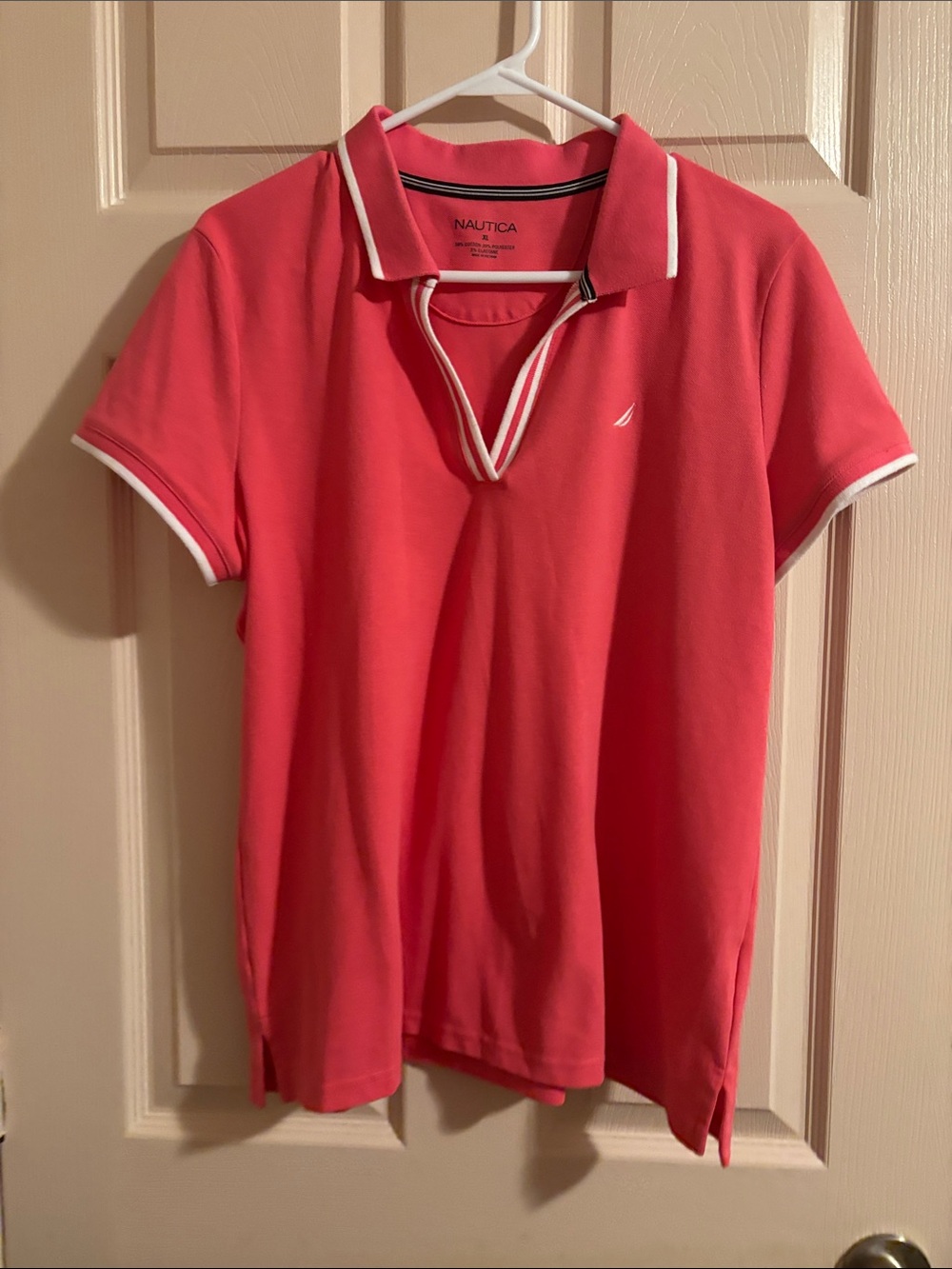 Nautica Coral Polo with White Trim